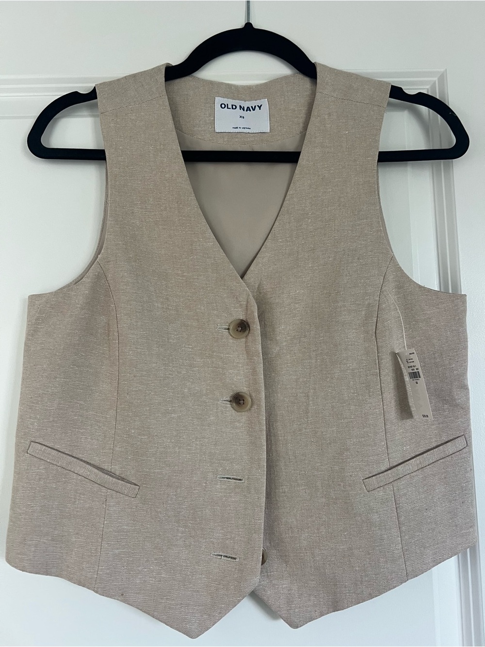 Old Navy Women's Sandstone Button-Front Linen-Blend Vest
